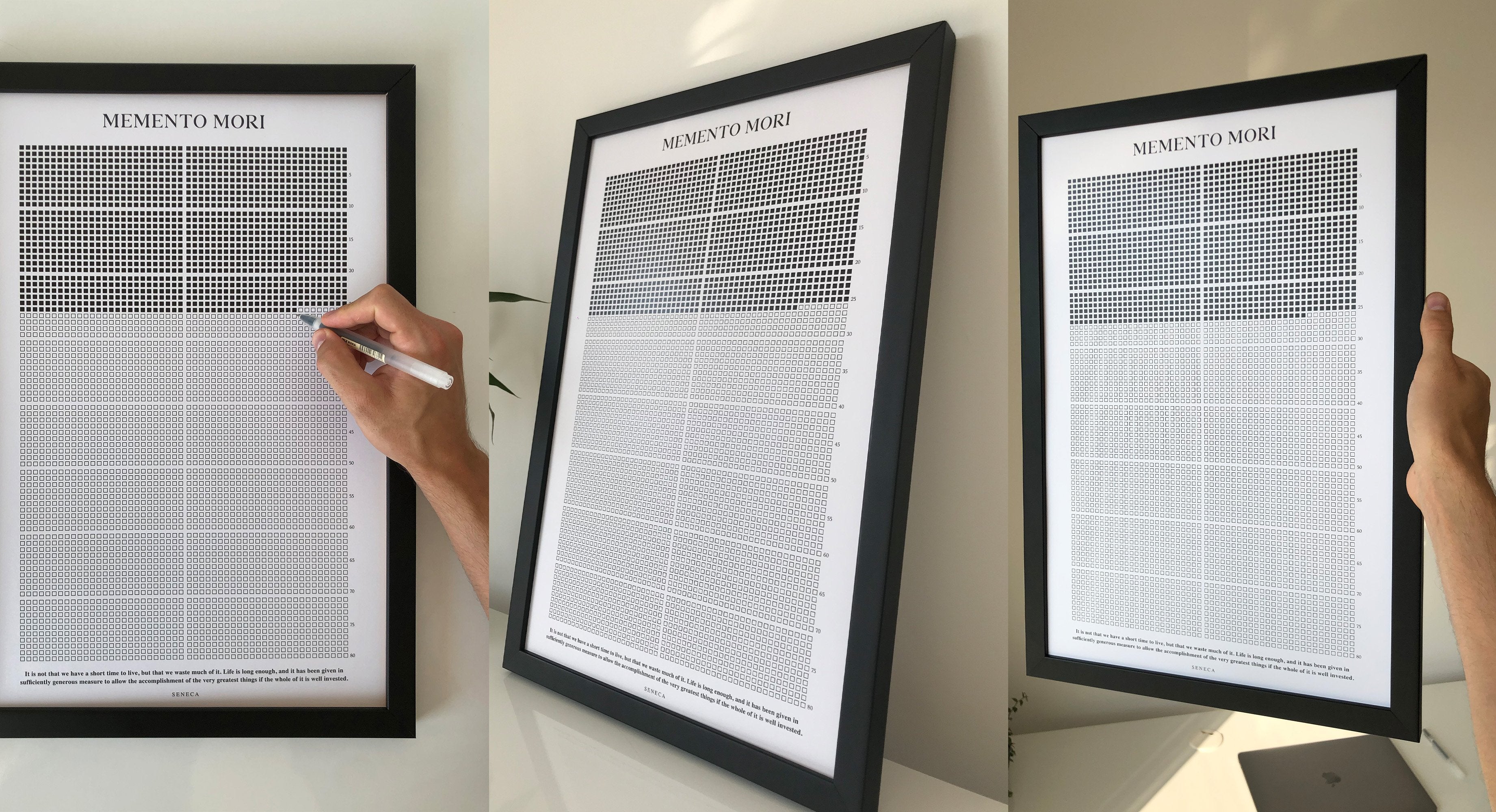 Stoic Reflections The Original Memento Mori Life Calendar (Framed)